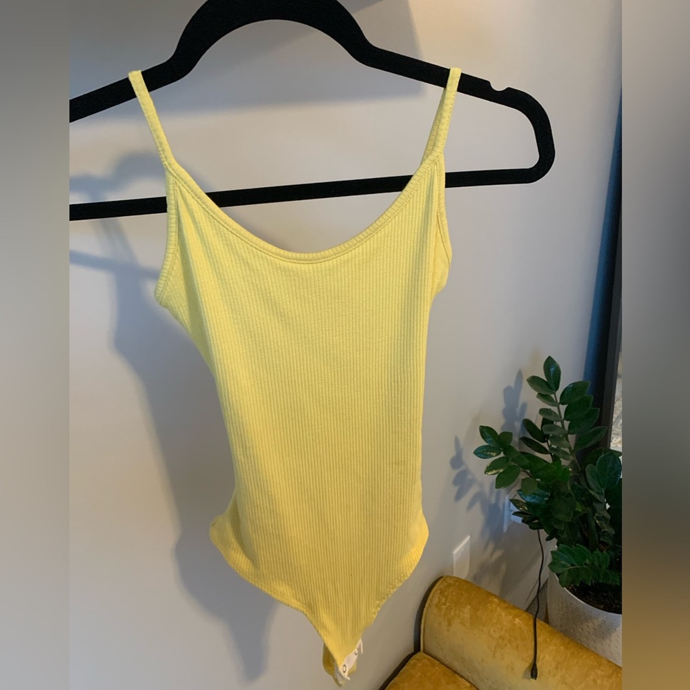 Summer yellow criss cross back bodysuit